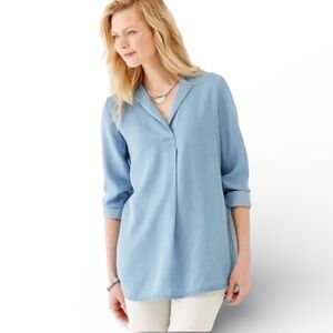 J. Jill Chambray Denim Lyocell Tunic Top Size Medium